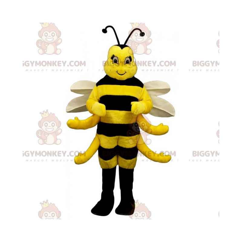 BIGGYMONKEY™ söpö valkoinen siivekäs mehiläinen maskottiasu -