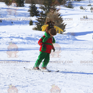 BIGGYMONKEY™ Costume da mascotte Renna marrone con corna gialle