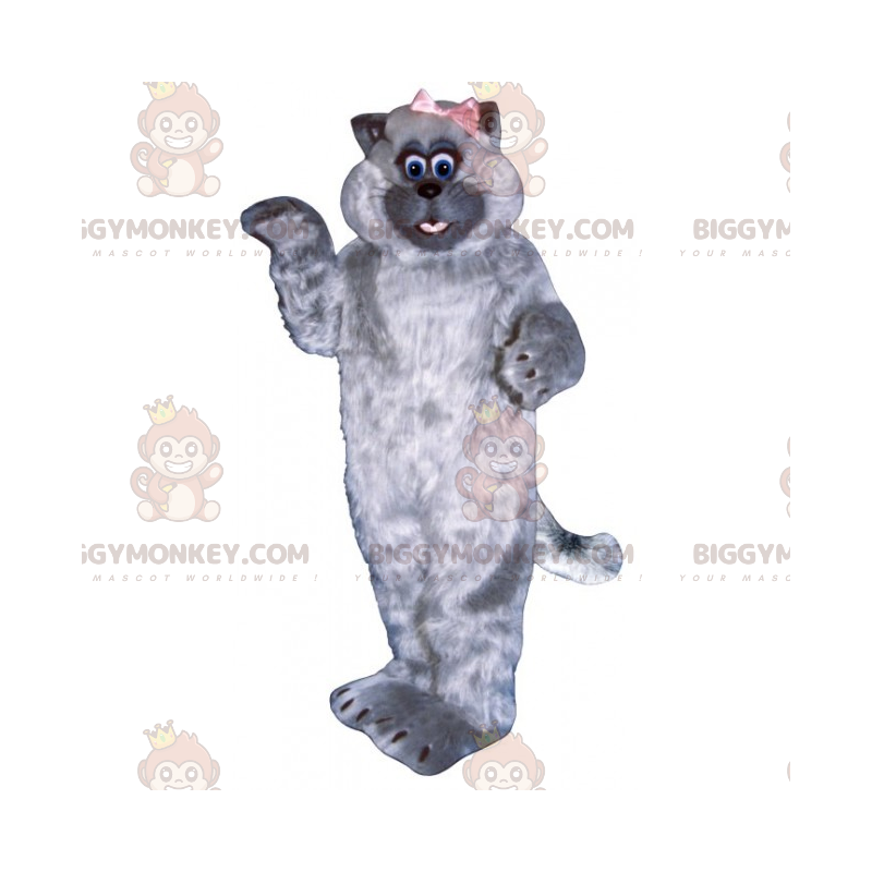 BIGGYMONKEY™ Cute Kitty Mascot Costume with Small Bow -