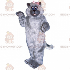 BIGGYMONKEY™ Söt Kitty maskotdräkt med liten rosett -