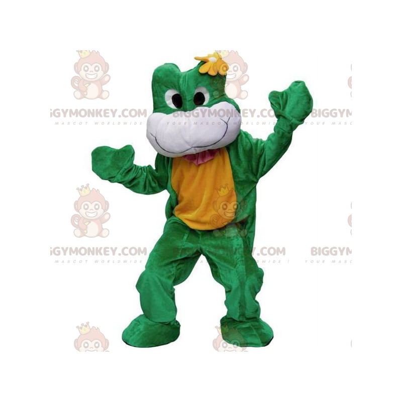 Costume de mascotte BIGGYMONKEY™ de grenouille verte blanche et