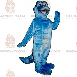 BIGGYMONKEY™ sød blå dinosaur med maskotkostume med stort smil
