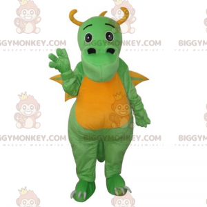 BIGGYMONKEY™ mascottekostuum van schattige groene en gele draak