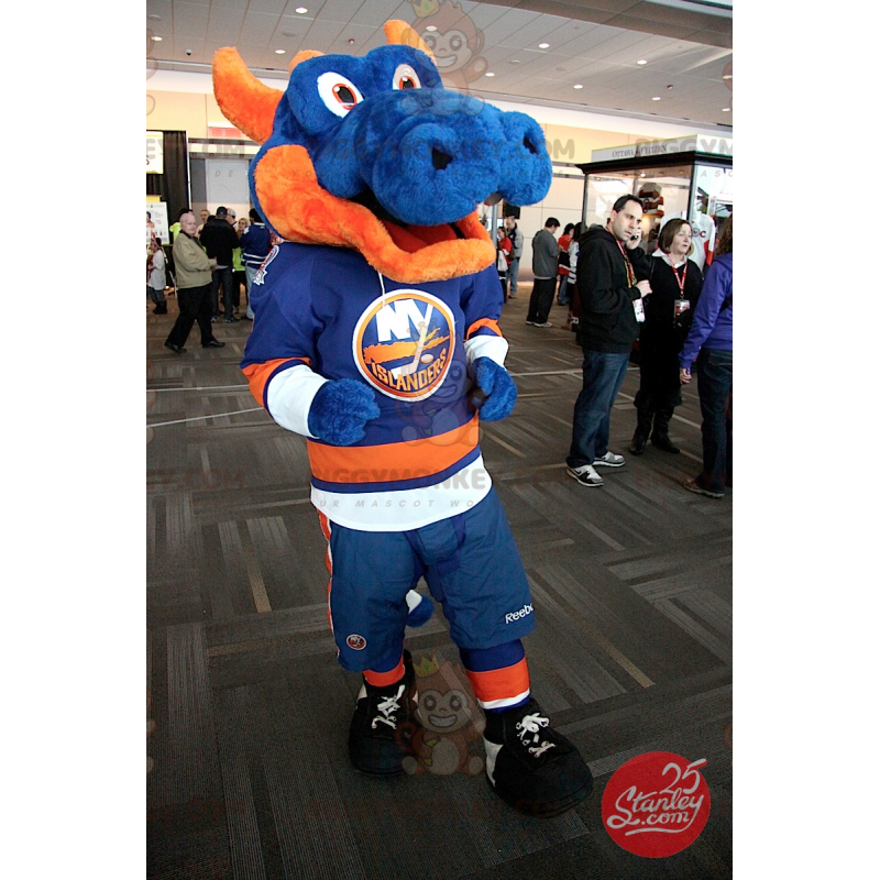 Disfraz de mascota dragón gigante azul y naranja BIGGYMONKEY™