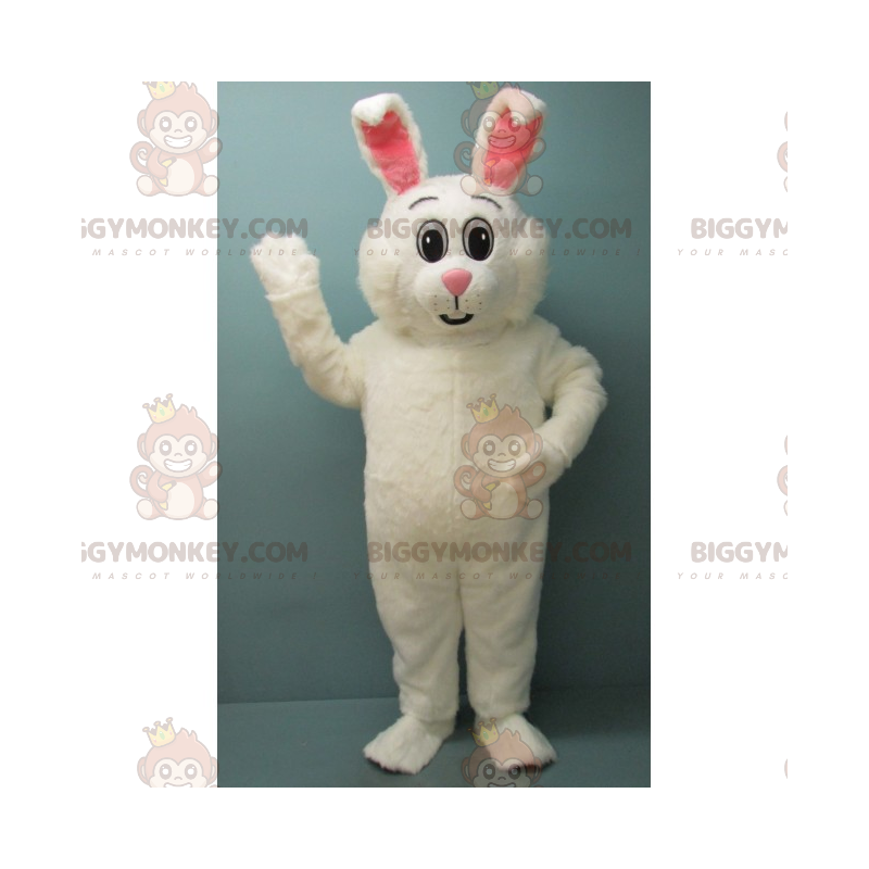 BIGGYMONKEY™ Cute White Rabbit Pink Ears Mascot Costume -