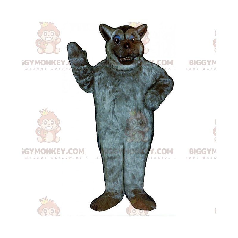 Costume de mascotte BIGGYMONKEY™ de loup gris aux poils doux -