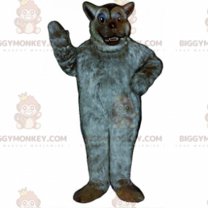 Traje de mascote BIGGYMONKEY™ de pelo macio de lobo cinzento –