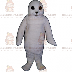 Costume de mascotte BIGGYMONKEY™ d'adorable otarie blanche -
