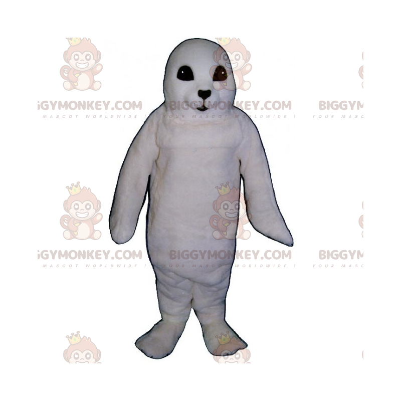 Bonito Traje de Mascote BIGGYMONKEY™ de Leão Marinho Branco –