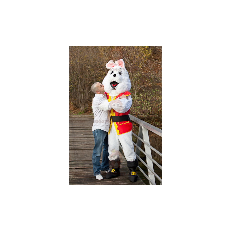 Costume de mascotte BIGGYMONKEY™ de lapin blanc en costume de