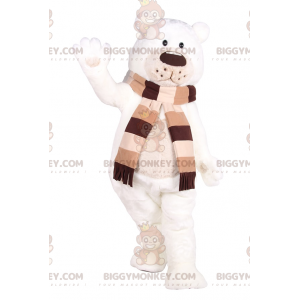BIGGYMONKEY™ Χαριτωμένη στολή μασκότ πολικής αρκούδας με κασκόλ