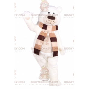 BIGGYMONKEY™ Cute Polar Bear Mascot Costume with Scarf –