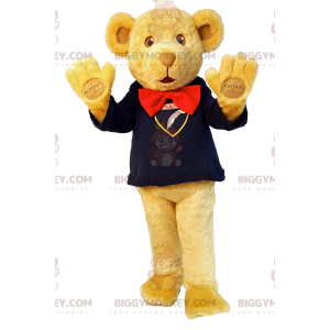 Traje de mascote de urso fofo BIGGYMONKEY™ com suéter e gravata
