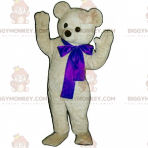 Kostým maskota BIGGYMONKEY™ rozkošného bílého medvídka s modrou