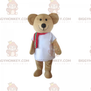 BIGGYMONKEY™ maskotdräkt av bedårande leende nallebjörn med röd