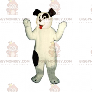 BIGGYMONKEY™ sød lille hvid hund og maskotkostume med sorte