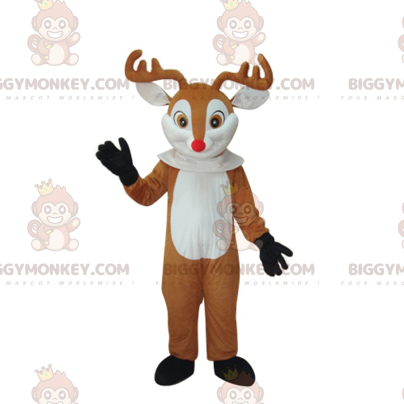 BIGGYMONKEY™ Cute Red Nosed Reindeer Mascot Costume –