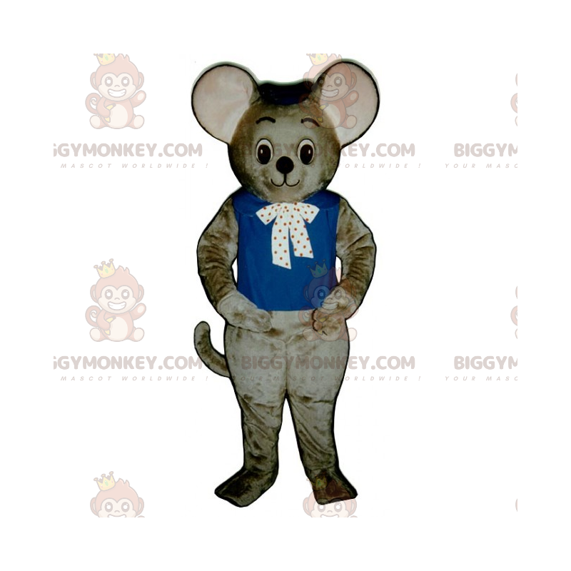 Süße Maus BIGGYMONKEY™ Maskottchen Kostüm mit Schleife -