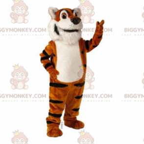 BIGGYMONKEY™ Süßes Weißbauch-Tiger-Maskottchen-Kostüm -