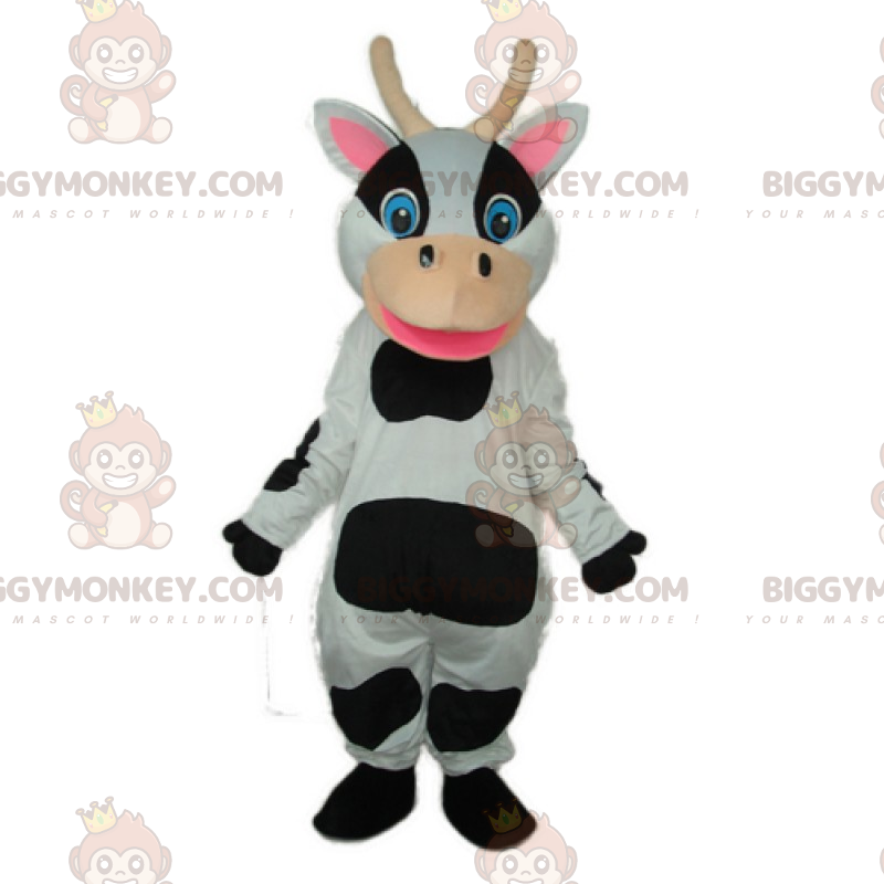 Χαριτωμένη στολή μασκότ BIGGYMONKEY™ με χαμογελαστή αγελάδα -