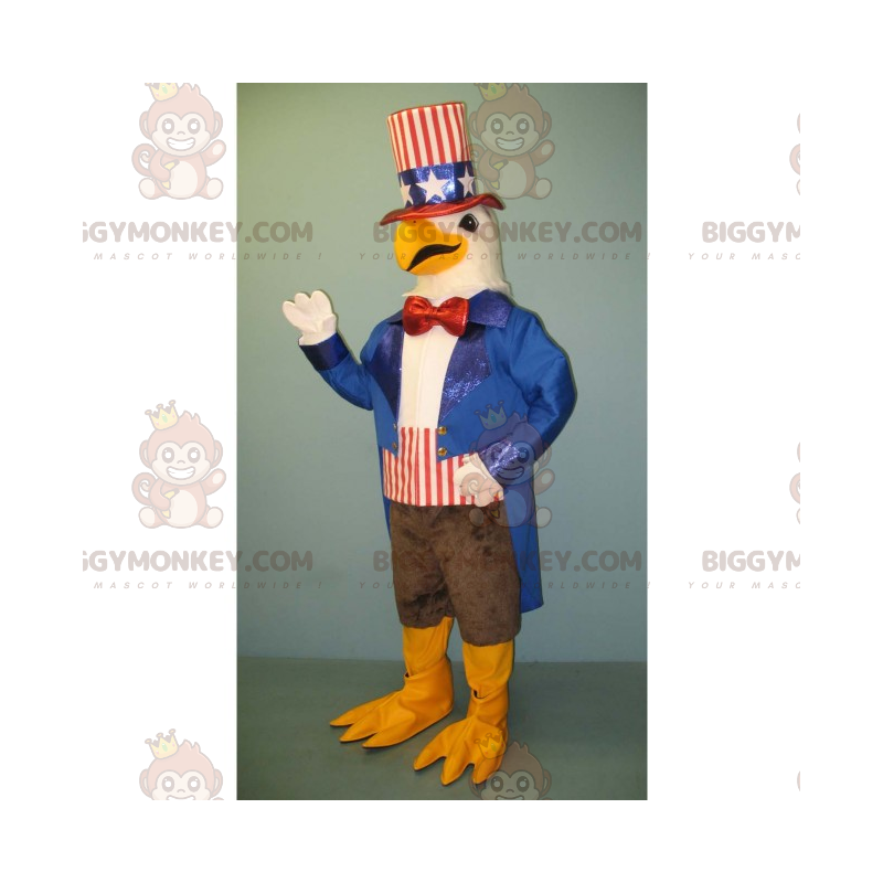 Traje de mascote de águia branca BIGGYMONKEY™ vestido americano
