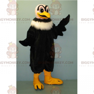 Traje de mascote de abutre preto BIGGYMONKEY™ com gola branca –