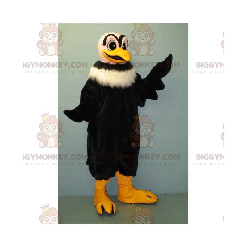 Costume de mascotte BIGGYMONKEY™ de vautour noir avec un col