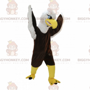 Traje de mascote BIGGYMONKEY™ Olhos Azuis Marrom e Águia Branca