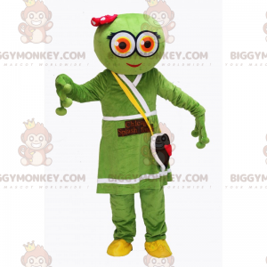 Costume de mascotte BIGGYMONKEY™ d'Alien avec robe et sac cœur