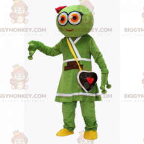 Alien BIGGYMONKEY™ maskotkostume med kjole og hjertetaske -