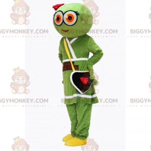 Alien BIGGYMONKEY™ mascottekostuum met jurk en hartzakje -