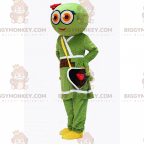 Alien BIGGYMONKEY™ maskotkostume med kjole og hjertetaske -