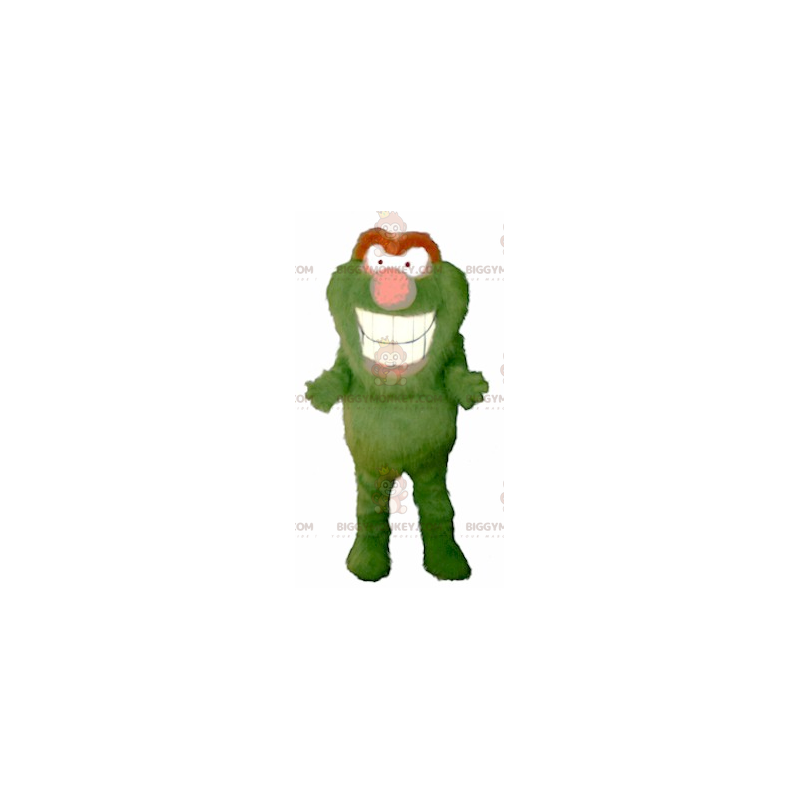 Traje de mascote BIGGYMONKEY™ de monstro verde e laranja todo