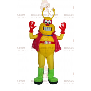 Yellow Alien BIGGYMONKEY™ Mascot Costume with Cape –