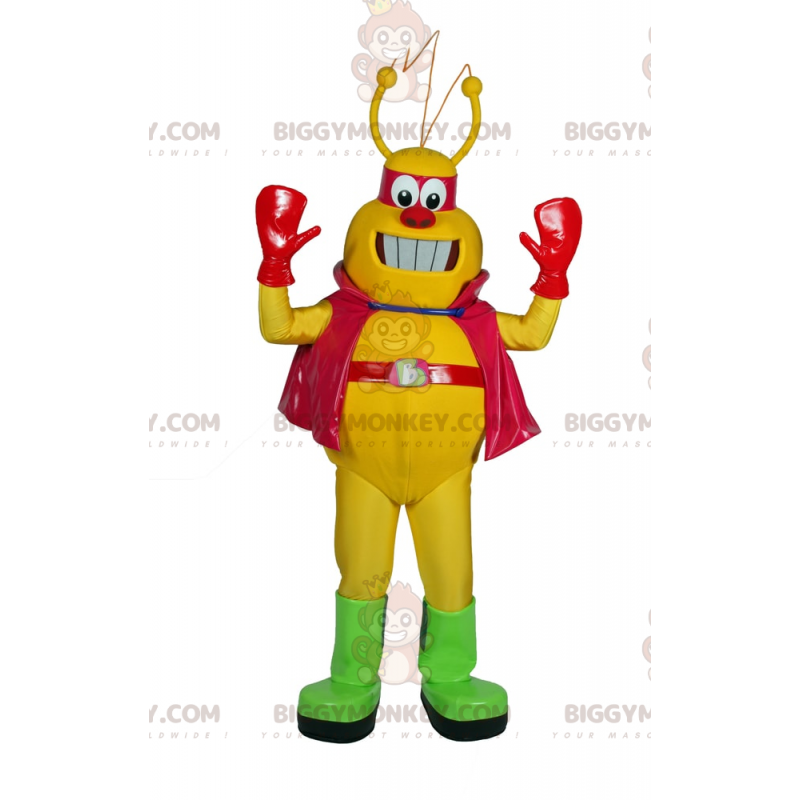 Costume de mascotte BIGGYMONKEY™ d'Alien jaune avec cape -