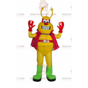 Yellow Alien BIGGYMONKEY™ Mascot Costume with Cape –