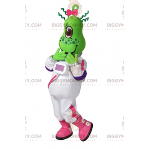 Grön Alien BIGGYMONKEY™ Maskotdräkt med Astronautoutfit -