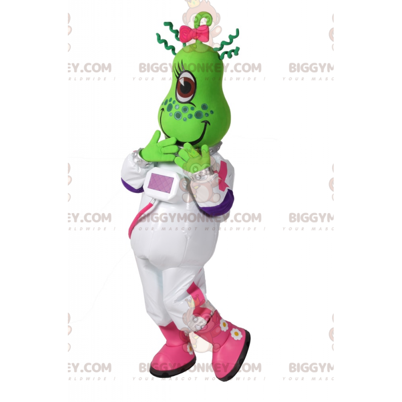 Groen Alien BIGGYMONKEY™-mascottekostuum met astronautenoutfit