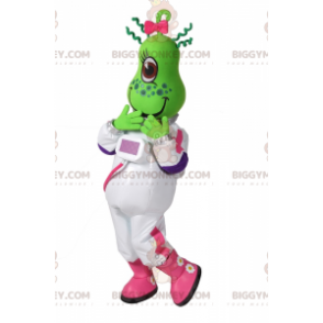 Green Alien BIGGYMONKEY™ Mascot Costume with Astronaut Outfit –