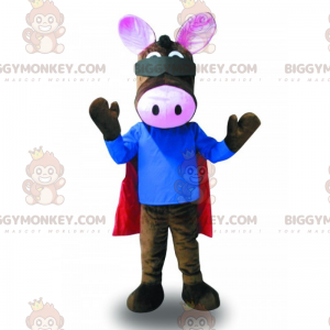 Costume de mascotte BIGGYMONKEY™ d'âne avec cape rouge -