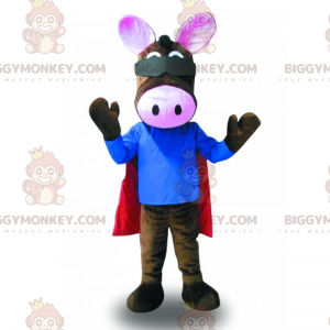 Disfraz de mascota burro BIGGYMONKEY™ con capa roja -