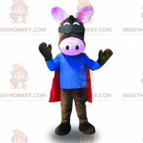 Donkey BIGGYMONKEY™ mascottekostuum met rode cape -