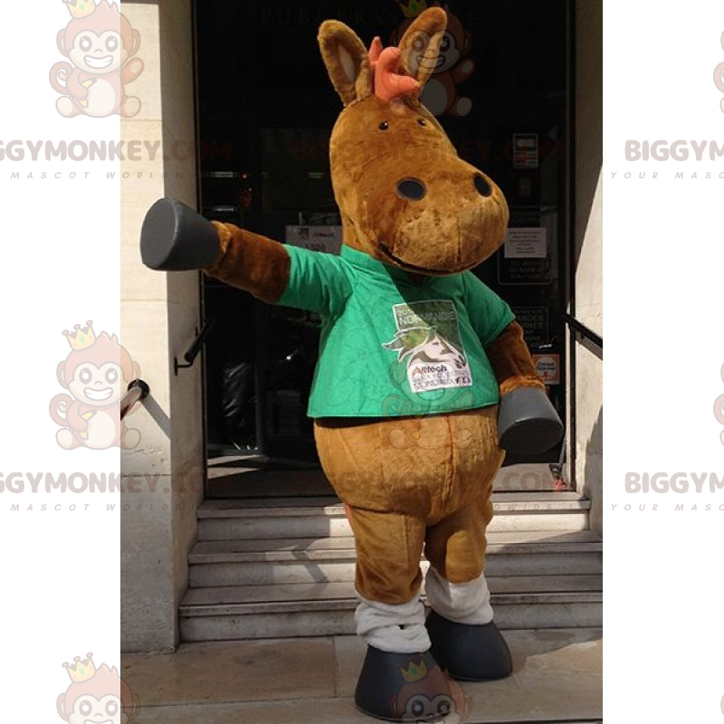 Donkey BIGGYMONKEY™ mascottekostuum met groen t-shirt -