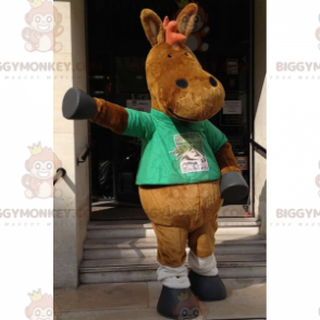 Disfraz de mascota burro BIGGYMONKEY™ con camiseta verde -