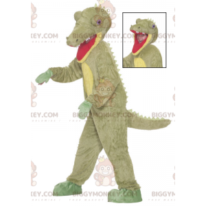 Store tænder Grøn krokodilledinosaur BIGGYMONKEY™ maskotkostume