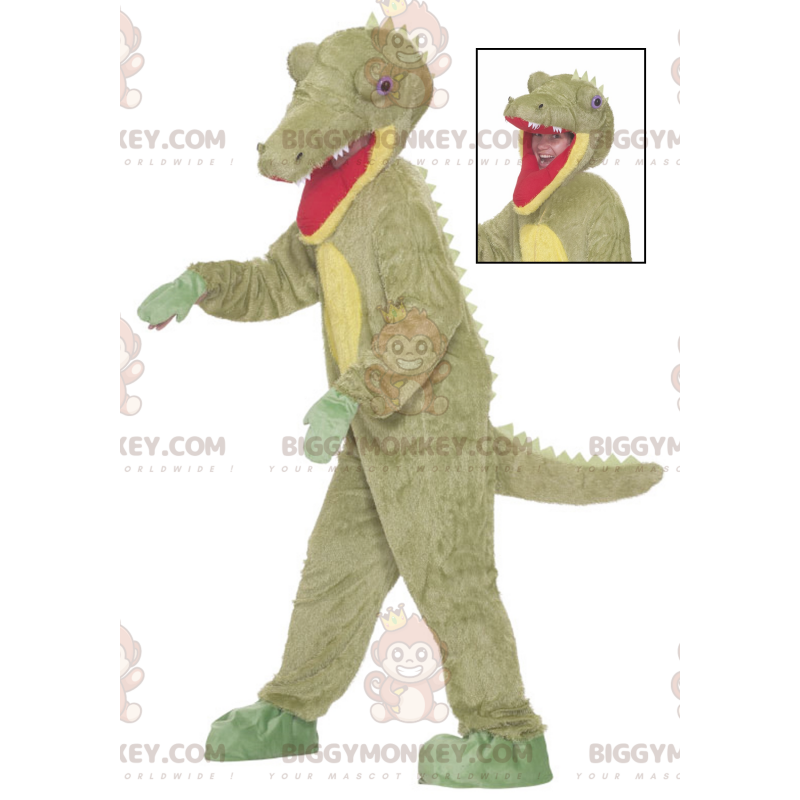 Kostým maskota BigGYMONKEY™ se zeleným krokodýlem Dinosaurem