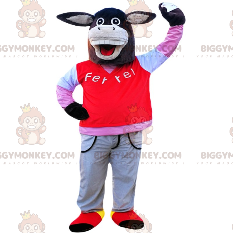 BIGGYMONKEY™ Costume da mascotte asino in pantaloni e maglione