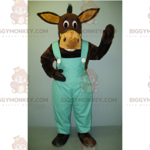 Costume de mascotte BIGGYMONKEY™ d'âne en salopette bleue -