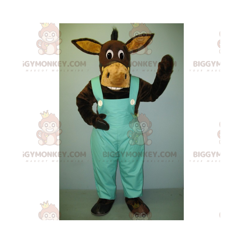 Costume da mascotte asino in tuta blu BIGGYMONKEY™ -