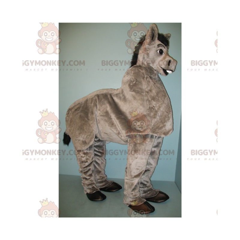 Traje de mascote de burro peludo cinza BIGGYMONKEY™ –